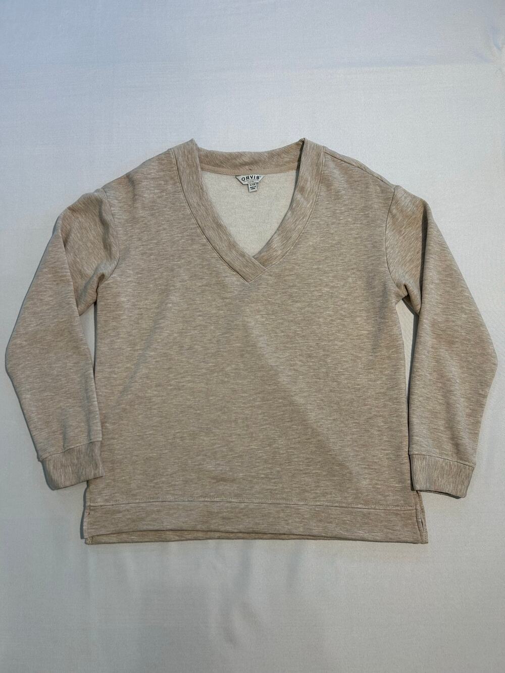 Orvis Classic Collection V-Neck Pullover Sweater Beige Small